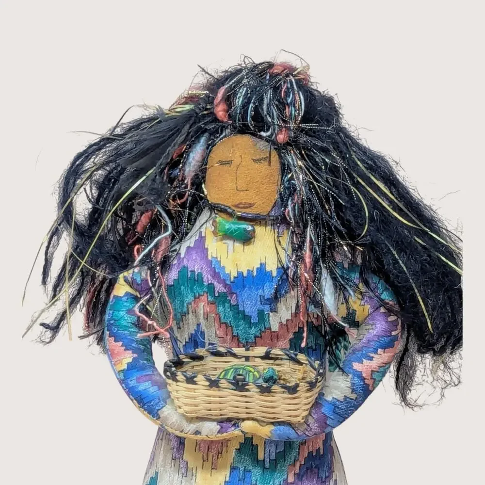 1990s Patty Kune Handmade Folk Art Mixed Media Doll
